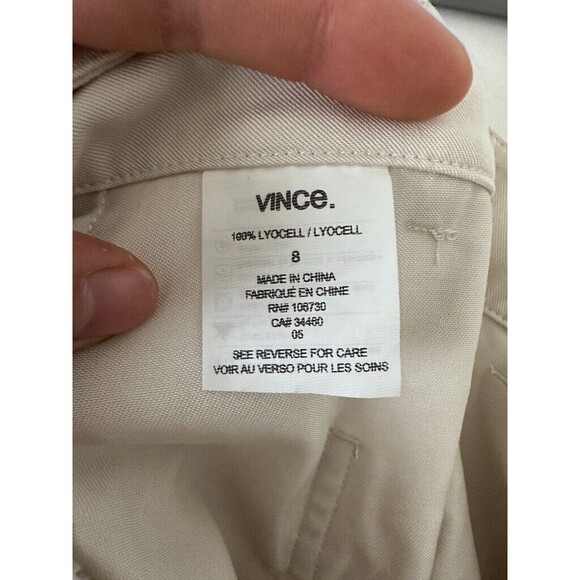 Vince Lyocell Tapered Cargo Pants Ivory White Slinky Workwear Women's Size 8 - Picture 8 of 9